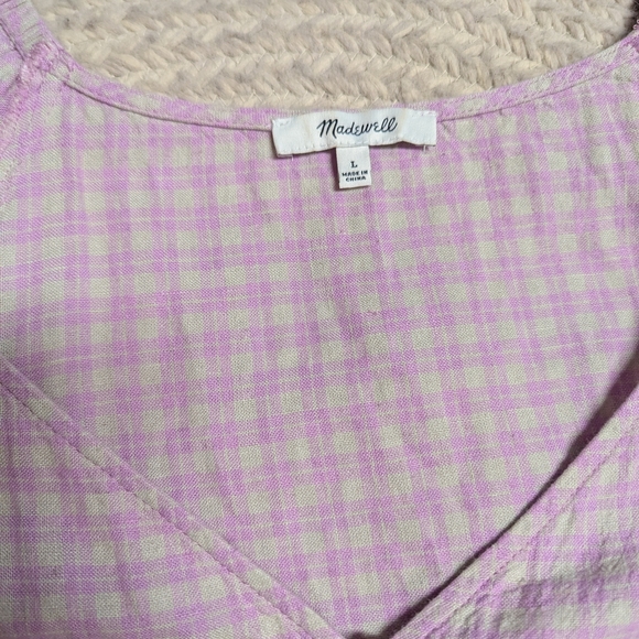 Plaid Pink Puff Sleeve Top - Picture 2 of 4